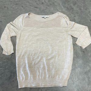 Ann Taylor Loft Cream 3/4 sleeve light boat neck weight sweater Large